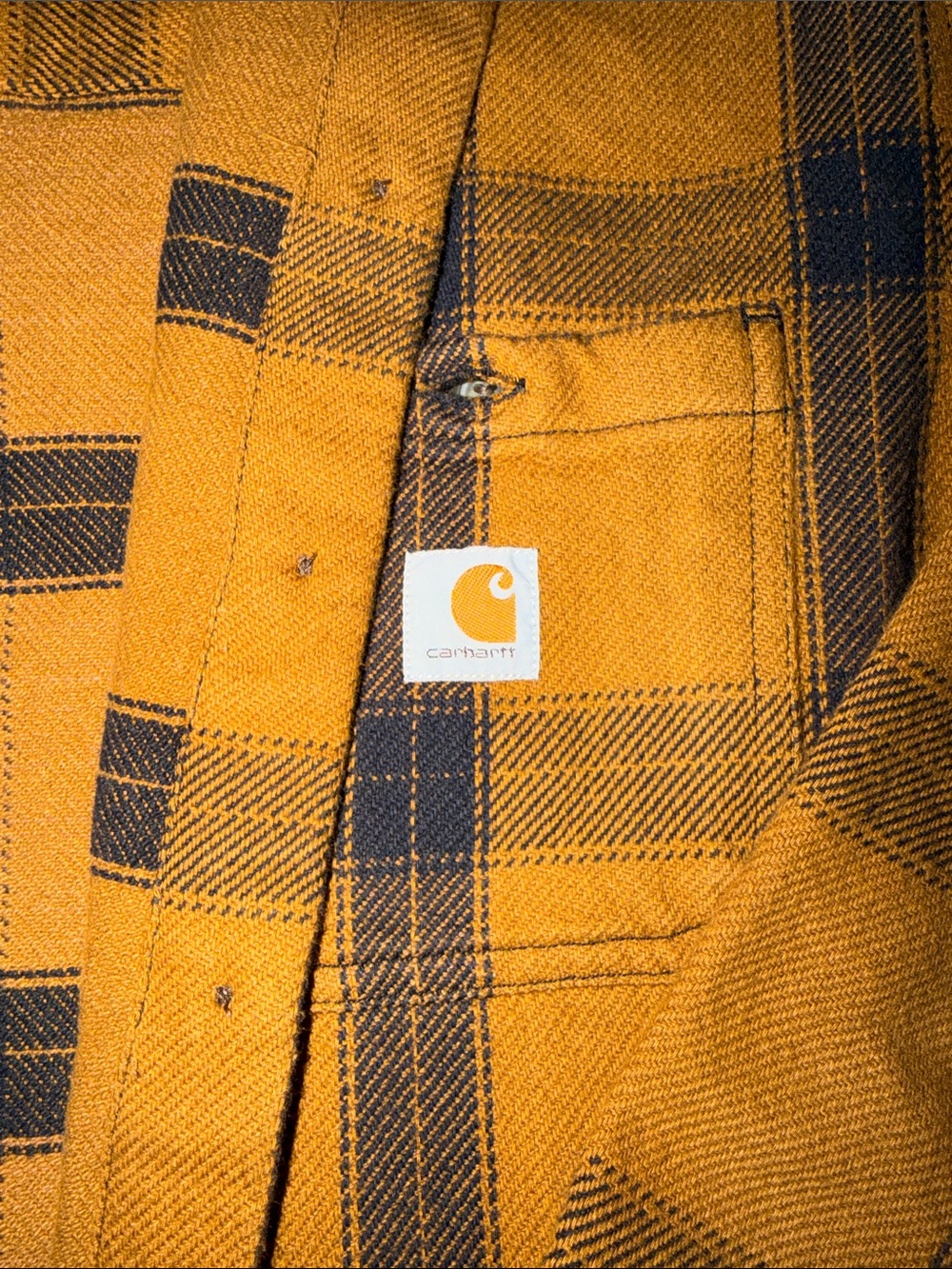Carhartt Women's Mustard Brown Plaid Heavyweight Work Jacket - Picture 2 of 4